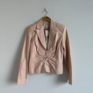 Vintage Y2K Vakko New York Light Pink Leather Jacket Size Medium